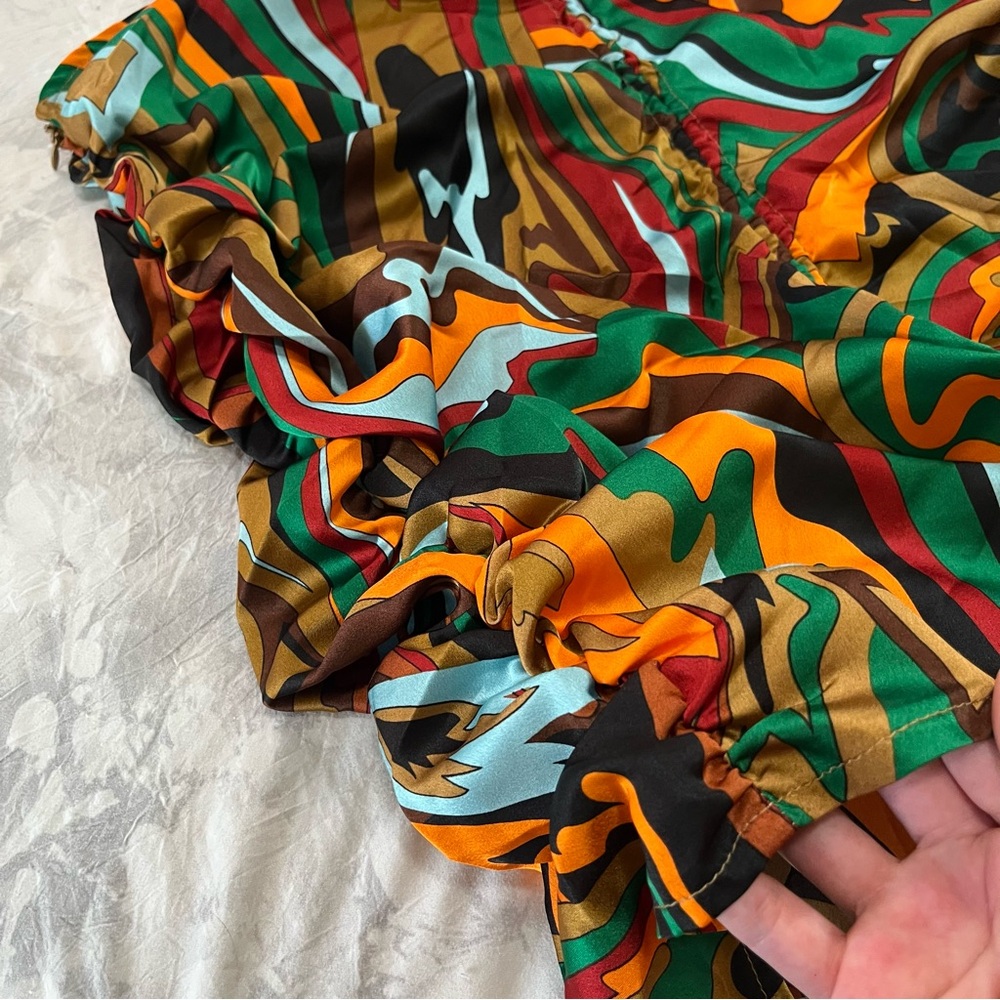 NWT PrettyLittleThing Plus Abstract Ruched Front Skirt Size 20 Multicolor - Picture 9 of 11